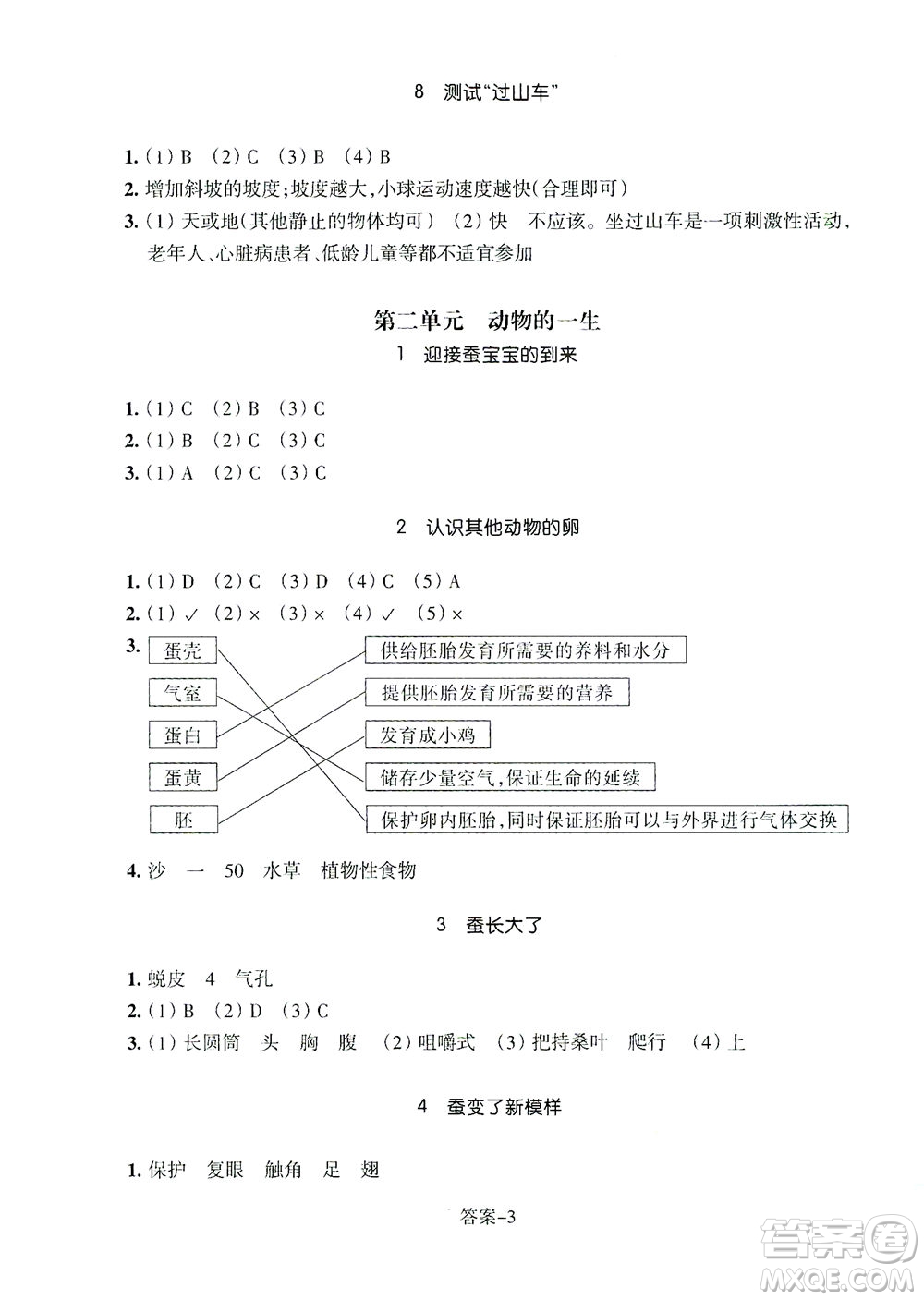 浙江少年兒童出版社2021每課一練三年級(jí)下冊(cè)小學(xué)科學(xué)J教科版答案