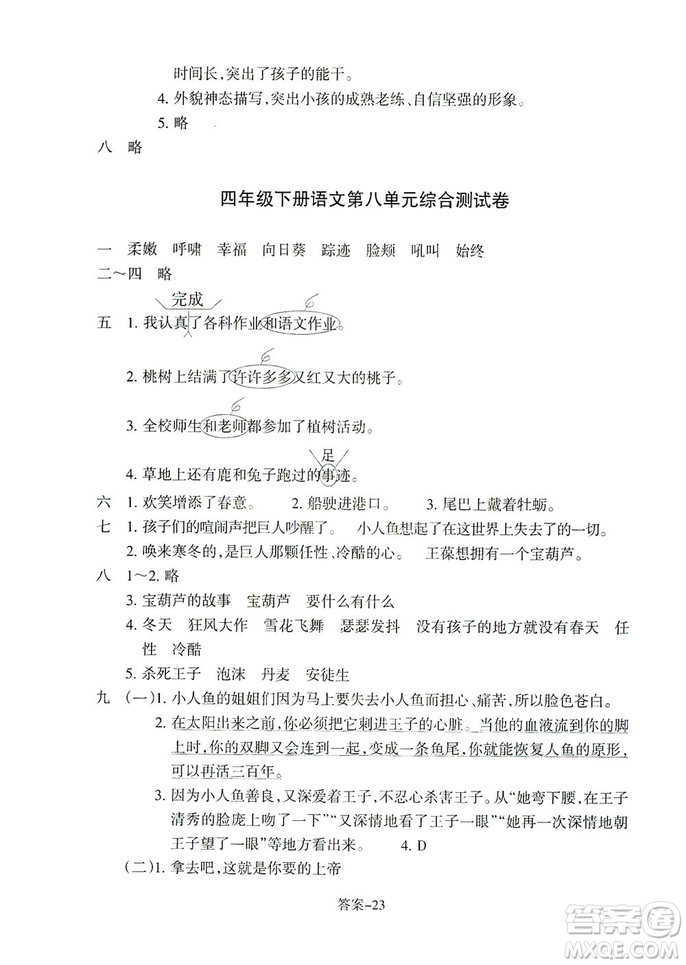 浙江少年兒童出版社2021每課一練四年級下冊小學語文R人教版答案