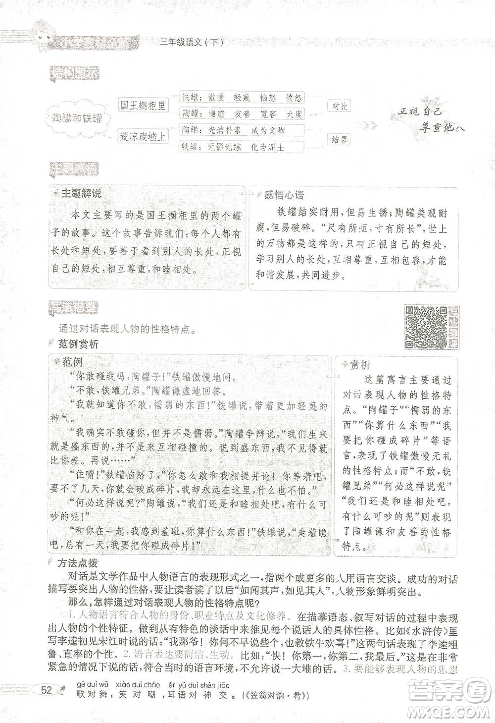 陜西人民教育出版社2021小學(xué)教材全解三年級(jí)語(yǔ)文下冊(cè)人教版參考答案