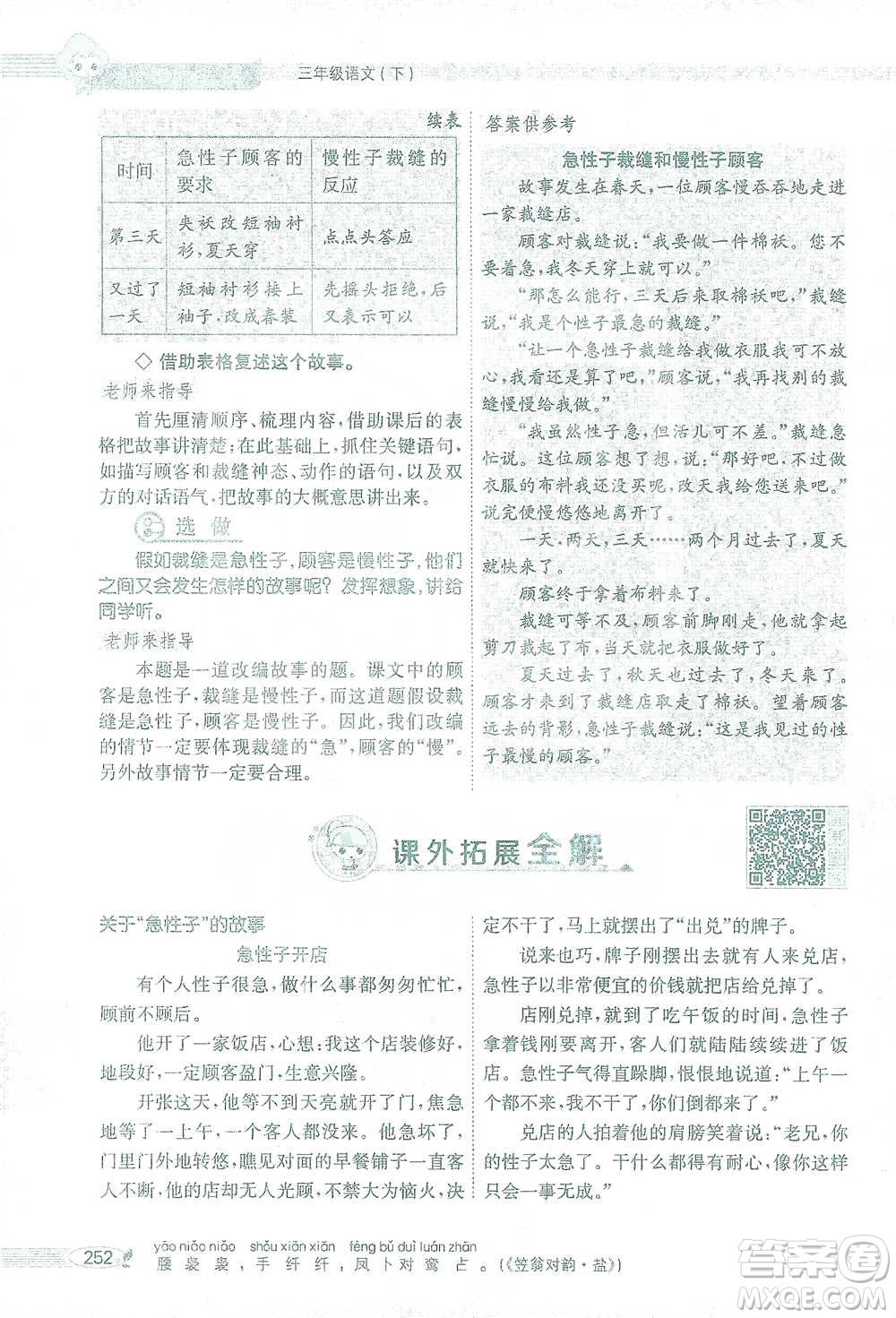 陜西人民教育出版社2021小學(xué)教材全解三年級(jí)語(yǔ)文下冊(cè)人教版參考答案