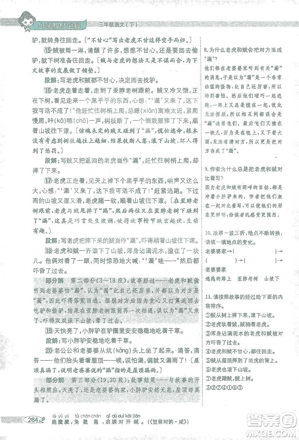 陜西人民教育出版社2021小學(xué)教材全解三年級(jí)語(yǔ)文下冊(cè)人教版參考答案