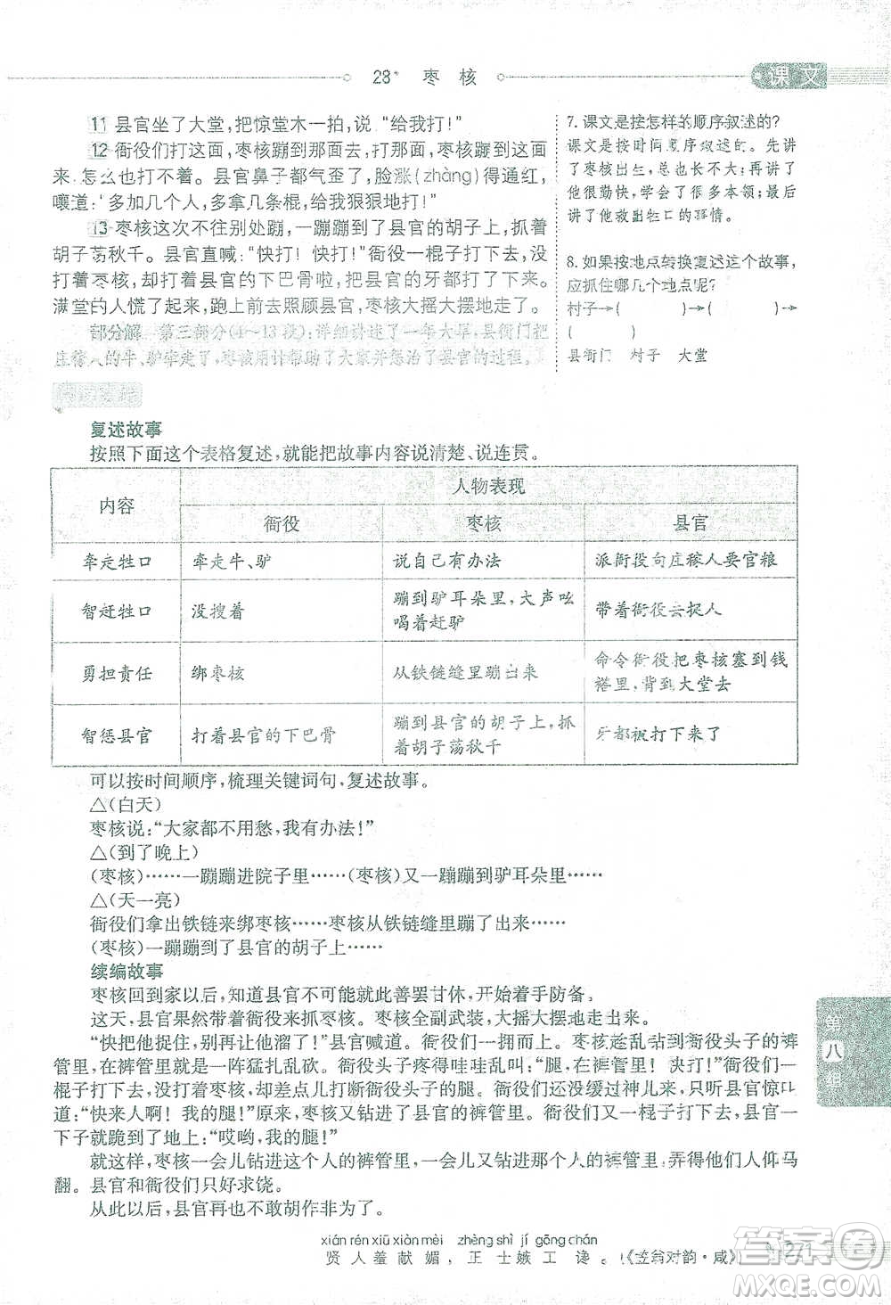 陜西人民教育出版社2021小學(xué)教材全解三年級(jí)語(yǔ)文下冊(cè)人教版參考答案