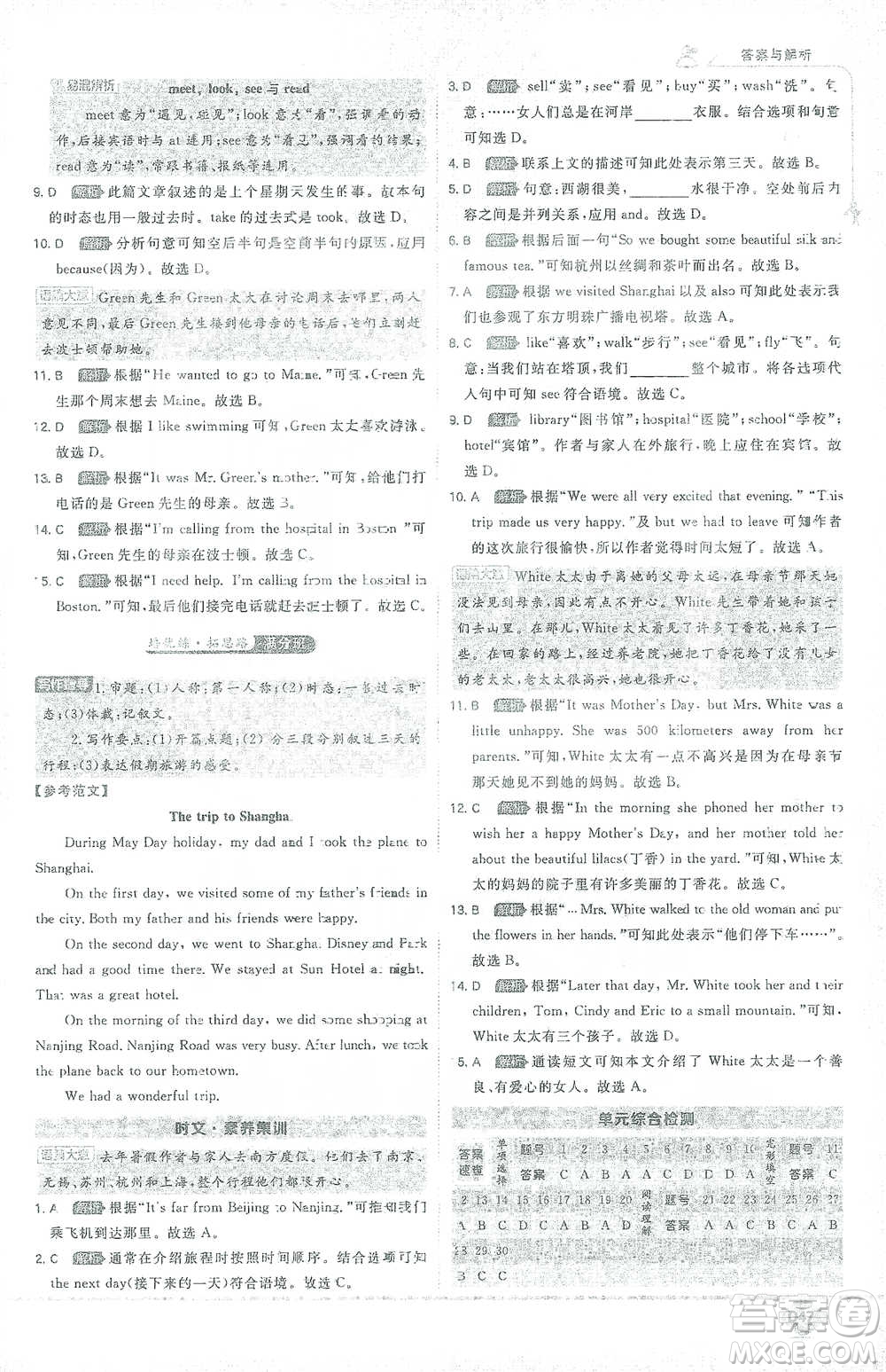 開明出版社2021少年班初中英語(yǔ)七年級(jí)下冊(cè)人教版參考答案