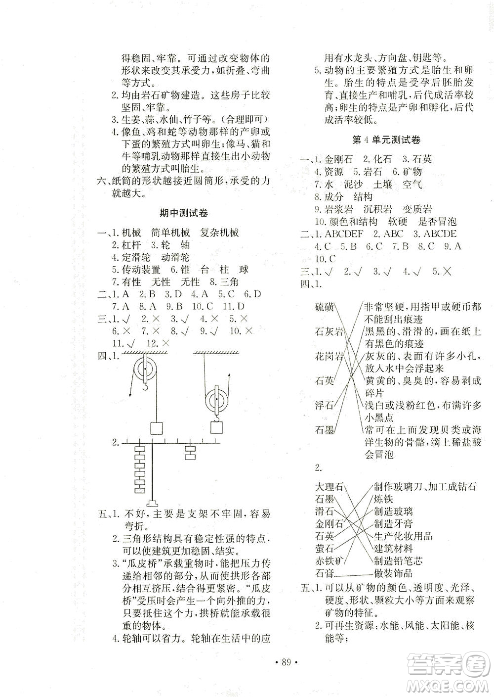 北京教育出版社2021新課堂同步訓(xùn)練科學(xué)五年級(jí)下冊(cè)江蘇版答案