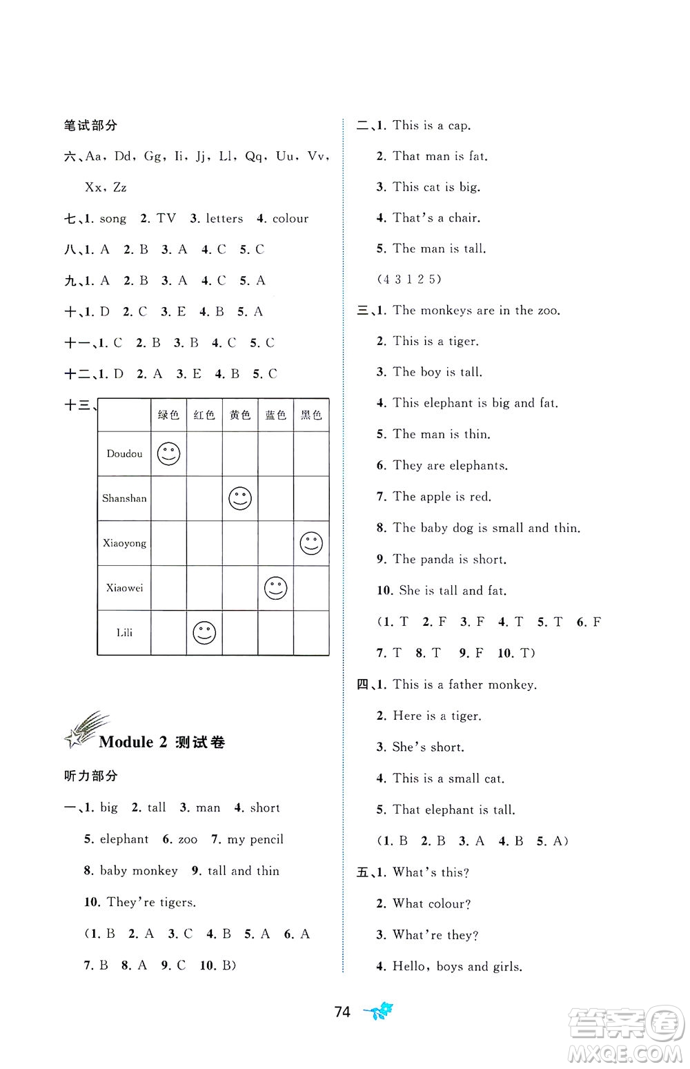 廣西教育出版社2021新課程學(xué)習(xí)與測評單元雙測英語三年級下冊B版外研版答案