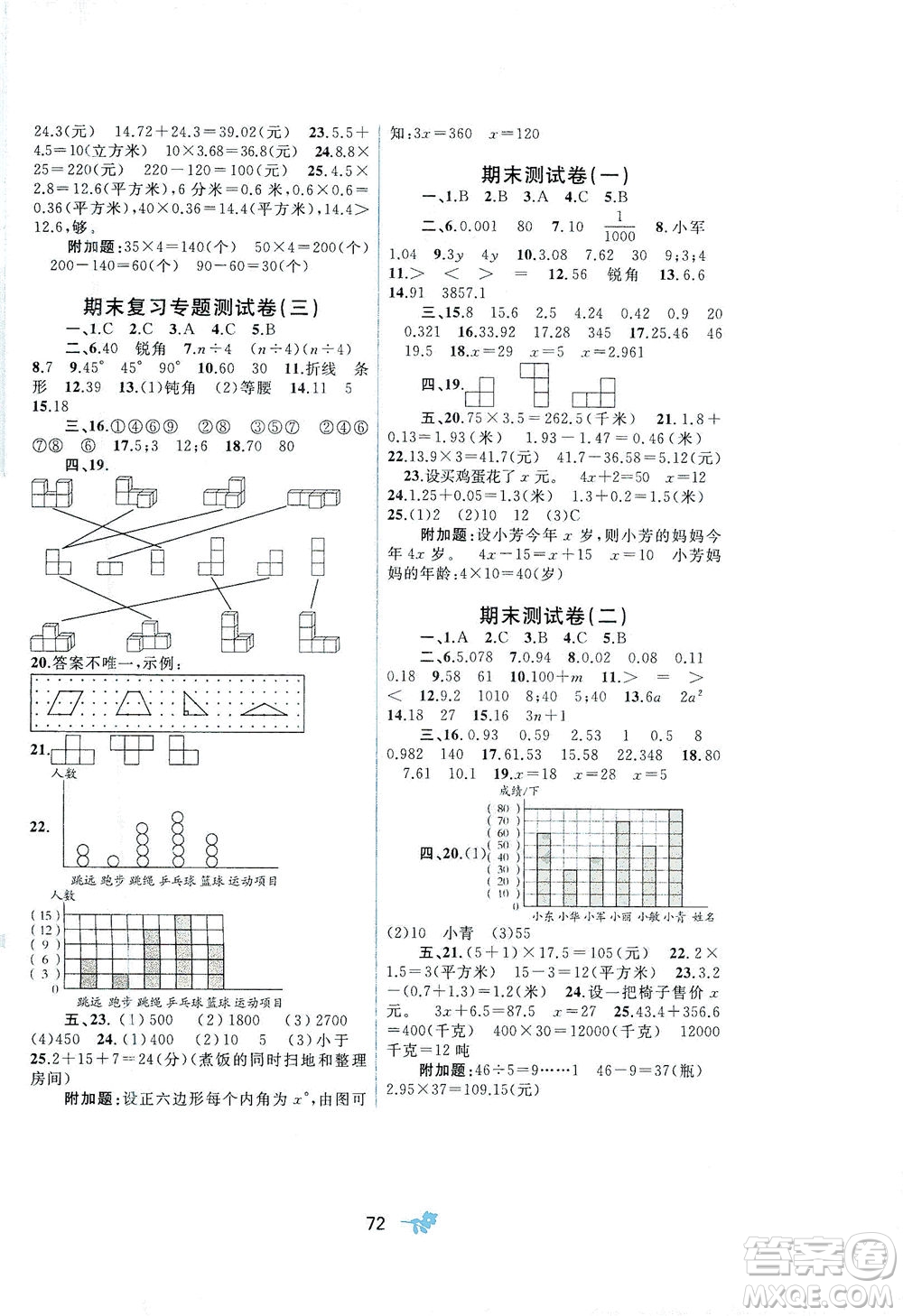 廣西教育出版社2021新課程學習與測評單元雙測數(shù)學四年級下冊D版北師大版答案