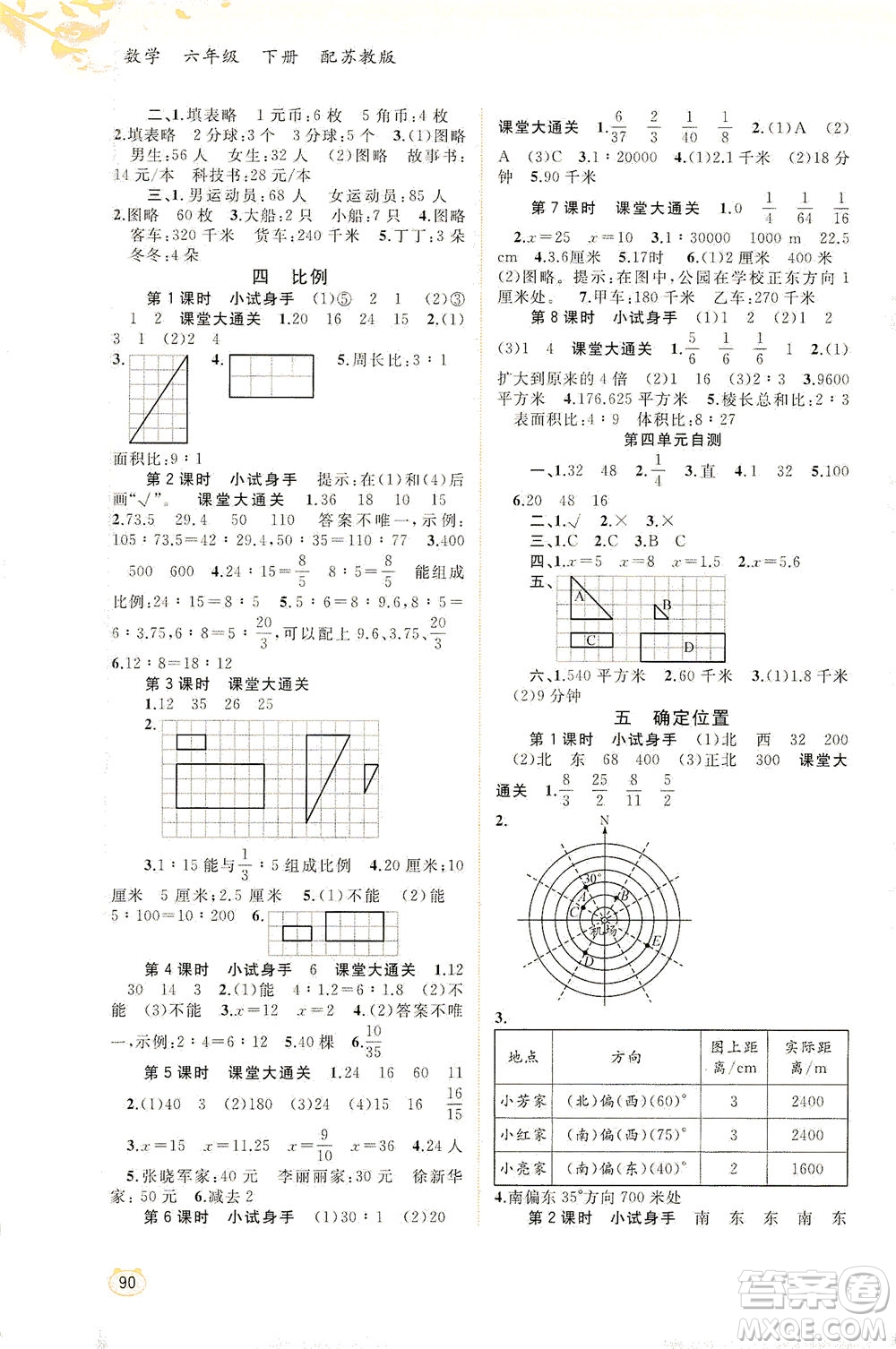 廣西教育出版社2021新課程學(xué)習(xí)與測評同步學(xué)習(xí)數(shù)學(xué)六年級下冊蘇教版答案