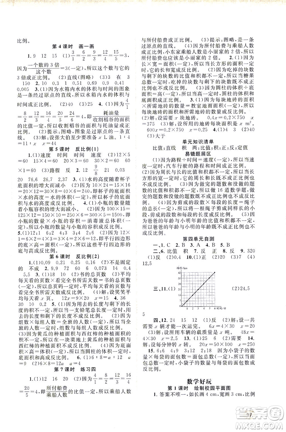 廣西教育出版社2021新課程學(xué)習(xí)與測(cè)評(píng)同步學(xué)習(xí)數(shù)學(xué)六年級(jí)下冊(cè)北師大版答案