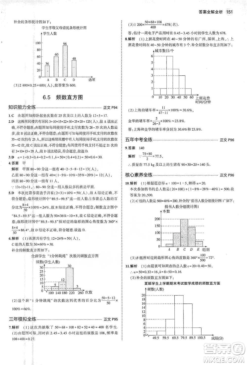 教育科學(xué)出版社2021年5年中考3年模擬初中數(shù)學(xué)七年級(jí)下冊(cè)浙教版參考答案