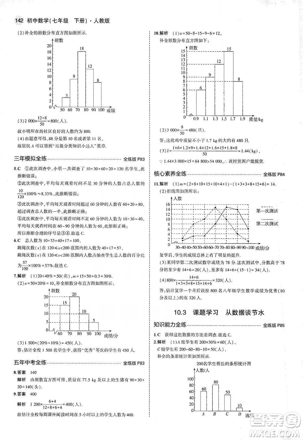 教育科學(xué)出版社2021年5年中考3年模擬初中數(shù)學(xué)七年級(jí)下冊(cè)人教版參考答案