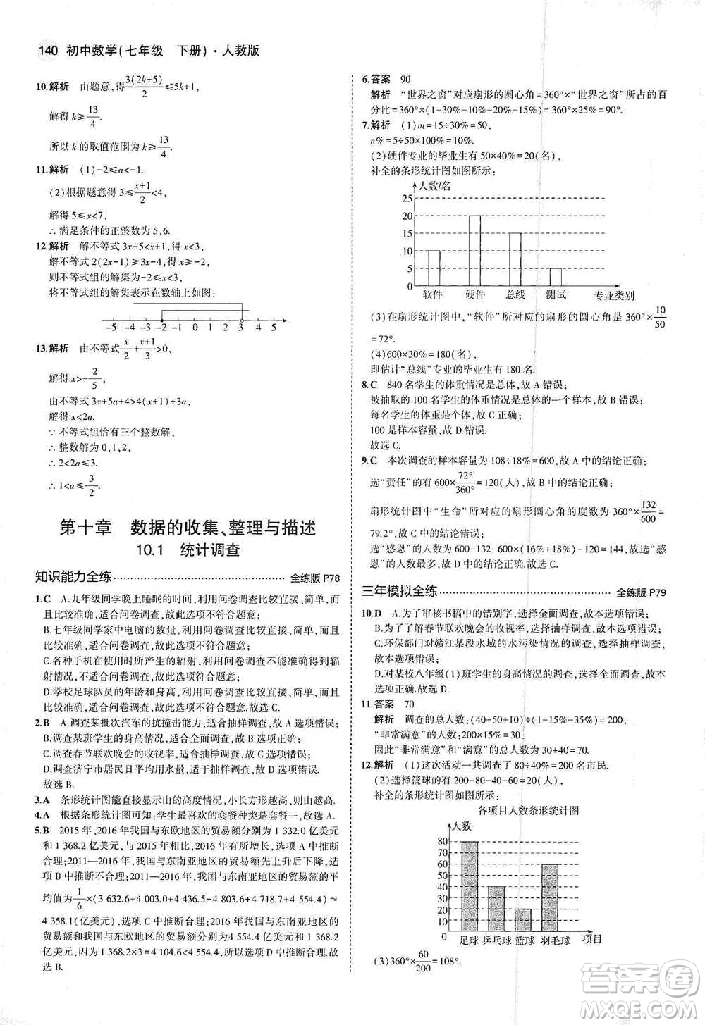 教育科學(xué)出版社2021年5年中考3年模擬初中數(shù)學(xué)七年級(jí)下冊(cè)人教版參考答案