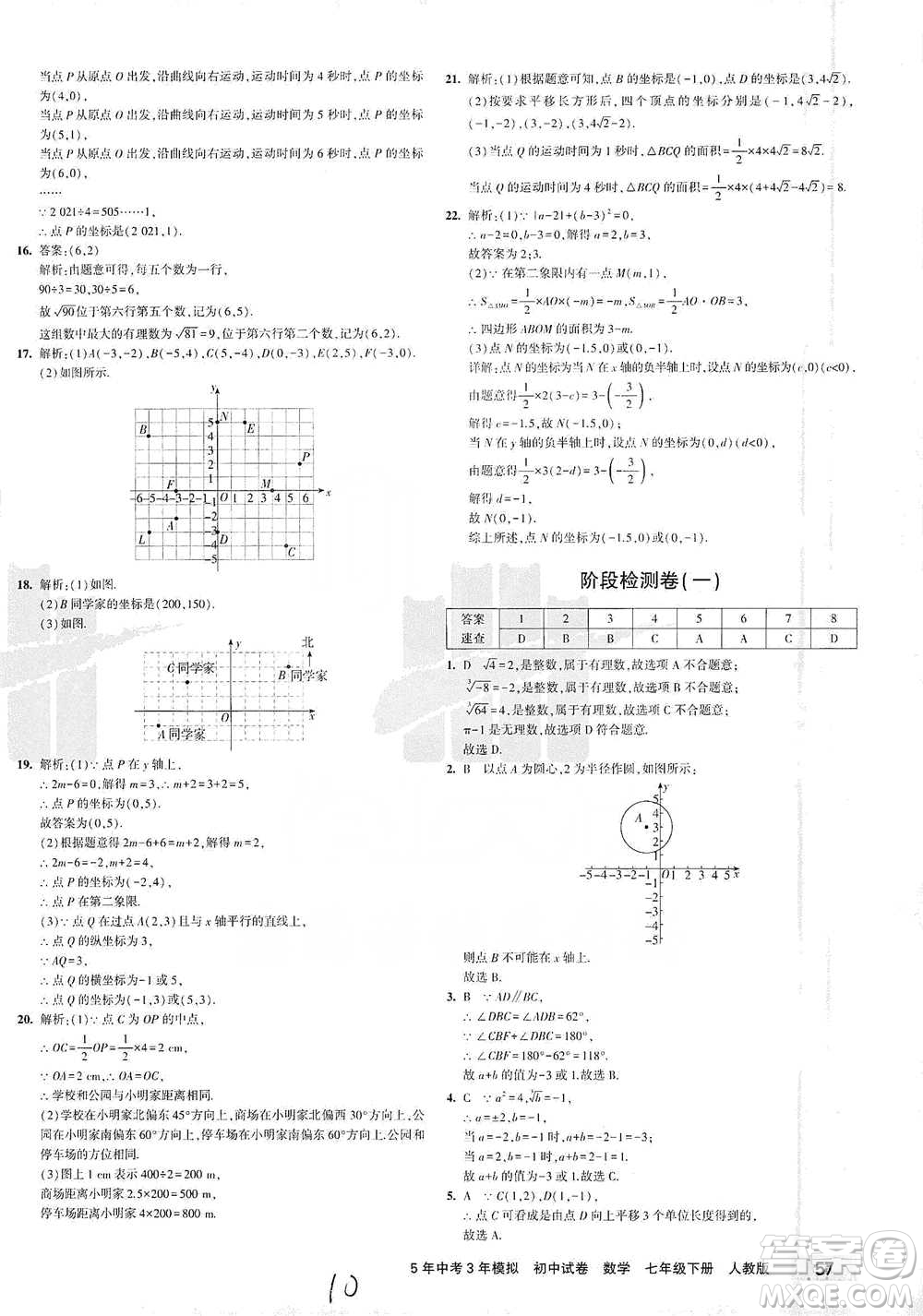 教育科學(xué)出版社2021年5年中考3年模擬初中試卷數(shù)學(xué)七年級(jí)下冊(cè)人教版參考答案