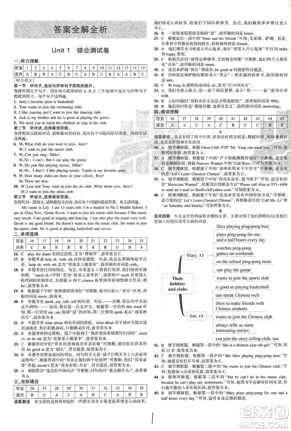 首都師范大學(xué)出版社2021年5年中考3年模擬初中試卷英語(yǔ)七年級(jí)下冊(cè)人教版參考答案