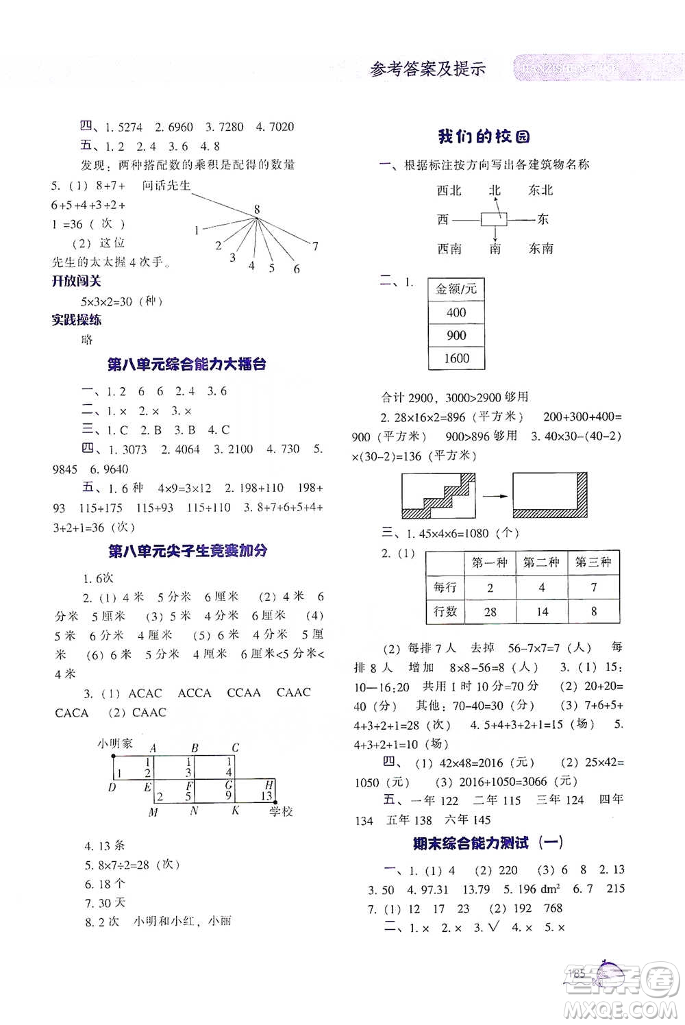 遼寧教育出版社2021尖子生題庫數(shù)學三年級下冊人教版參考答案