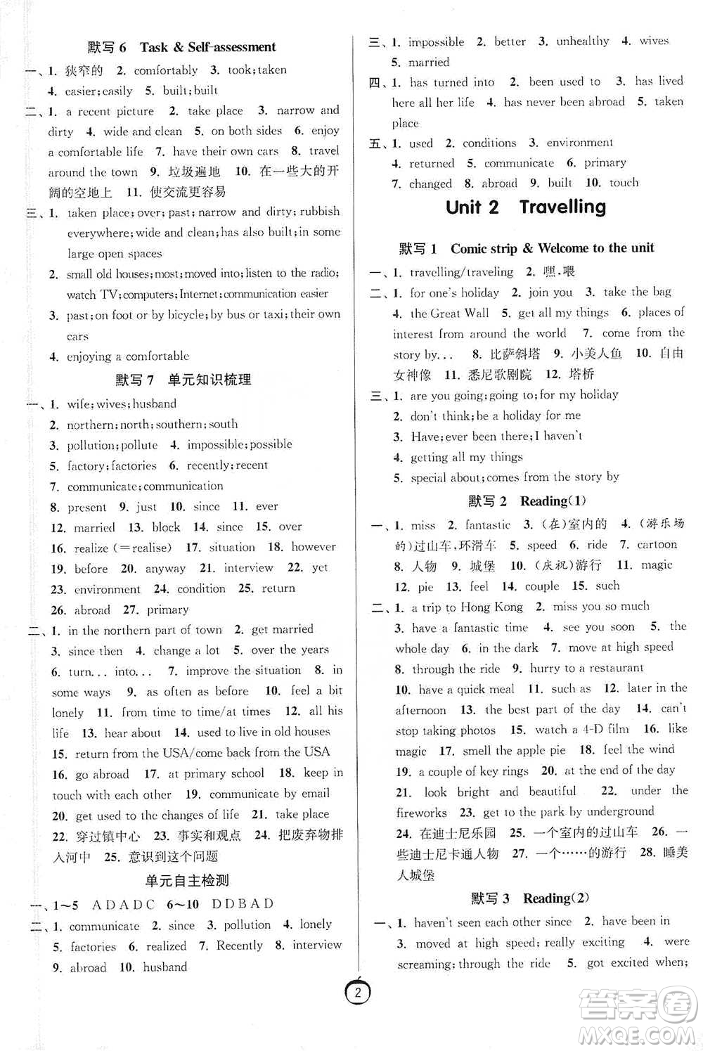 江蘇人民出版社2021初中英語(yǔ)默寫(xiě)高手八年級(jí)下冊(cè)譯林版參考答案