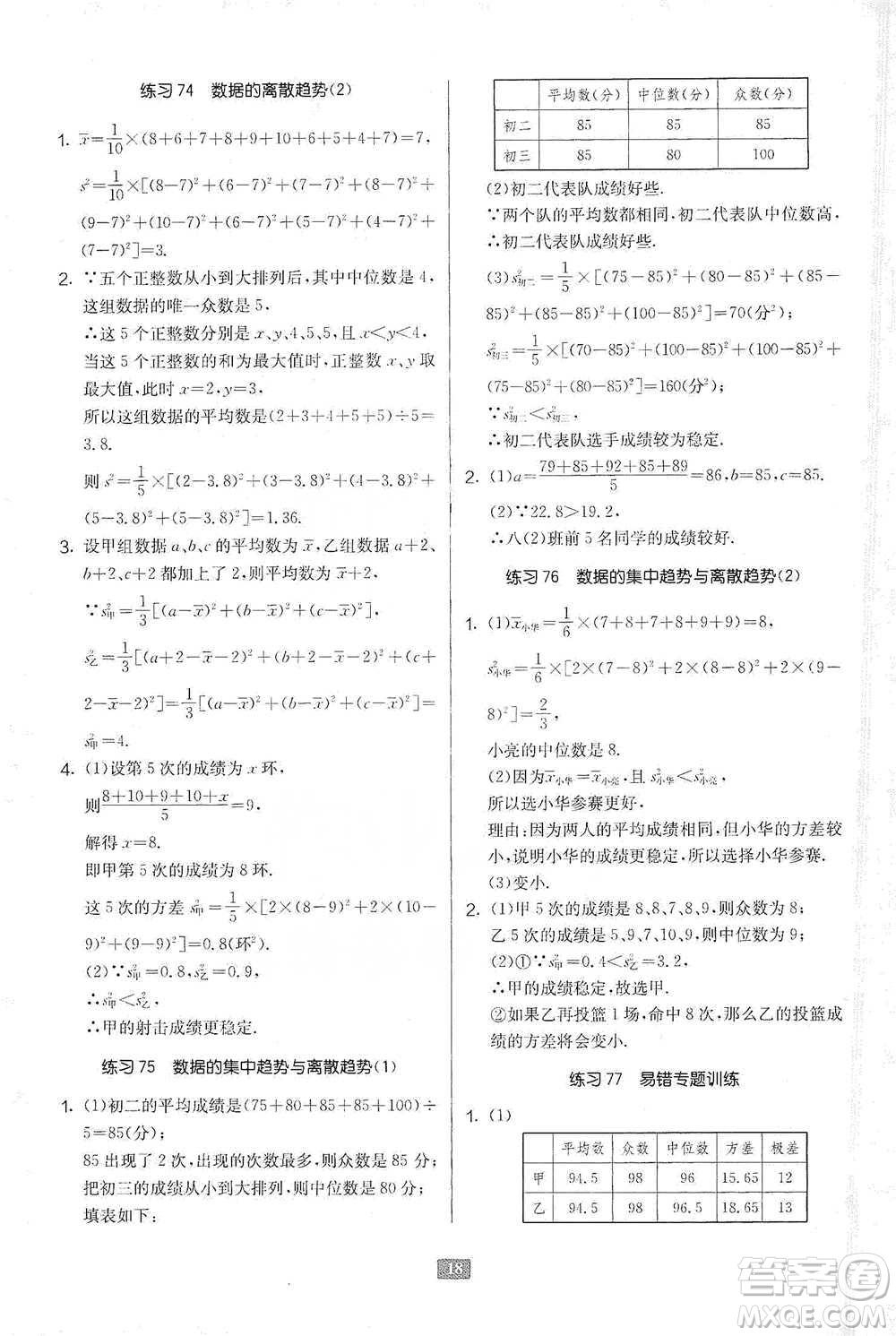 江蘇人民出版社2021初中數(shù)學(xué)計(jì)算高手八年級(jí)通用版參考答案