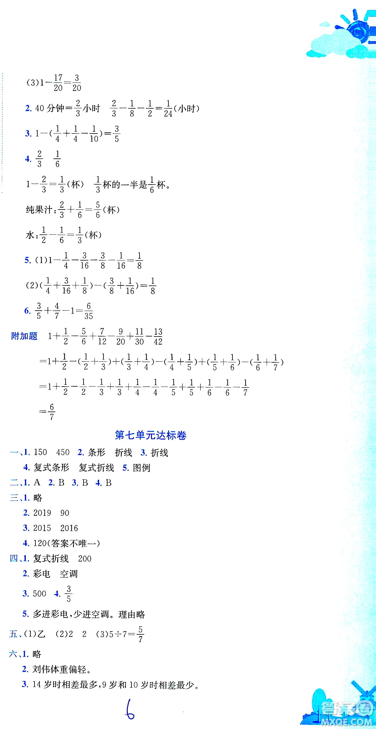 龍門書局2021黃岡小狀元達(dá)標(biāo)卷五年級數(shù)學(xué)下R人教版答案