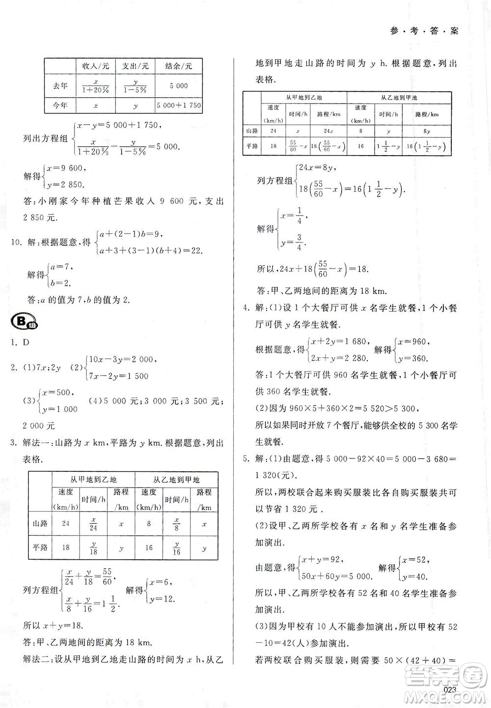 天津教育出版社2021學(xué)習(xí)質(zhì)量監(jiān)測七年級數(shù)學(xué)下冊人教版答案