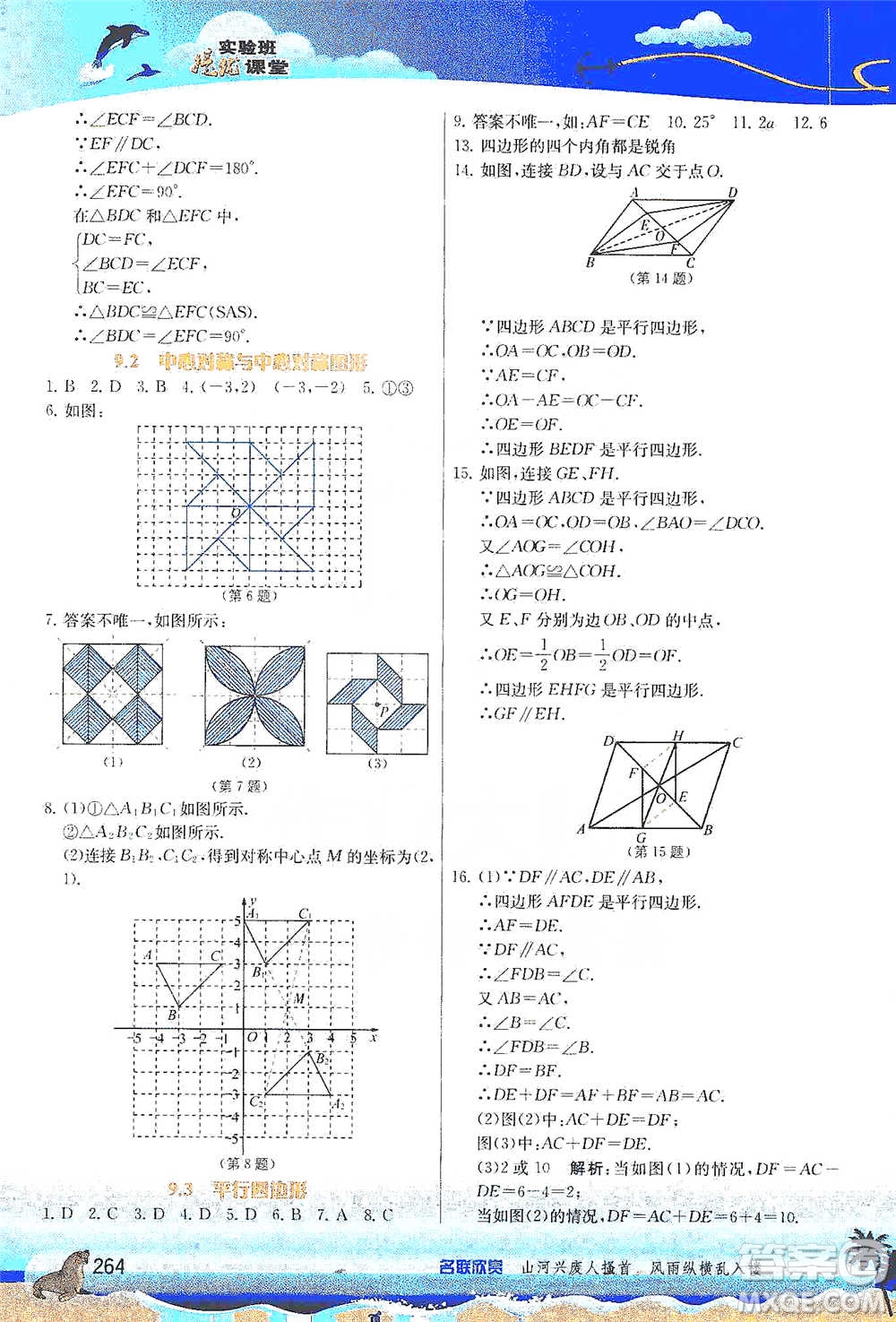 江蘇人民出版社2021春雨教育實(shí)驗(yàn)班提優(yōu)課堂八年級(jí)下冊(cè)數(shù)學(xué)蘇科版參考答案