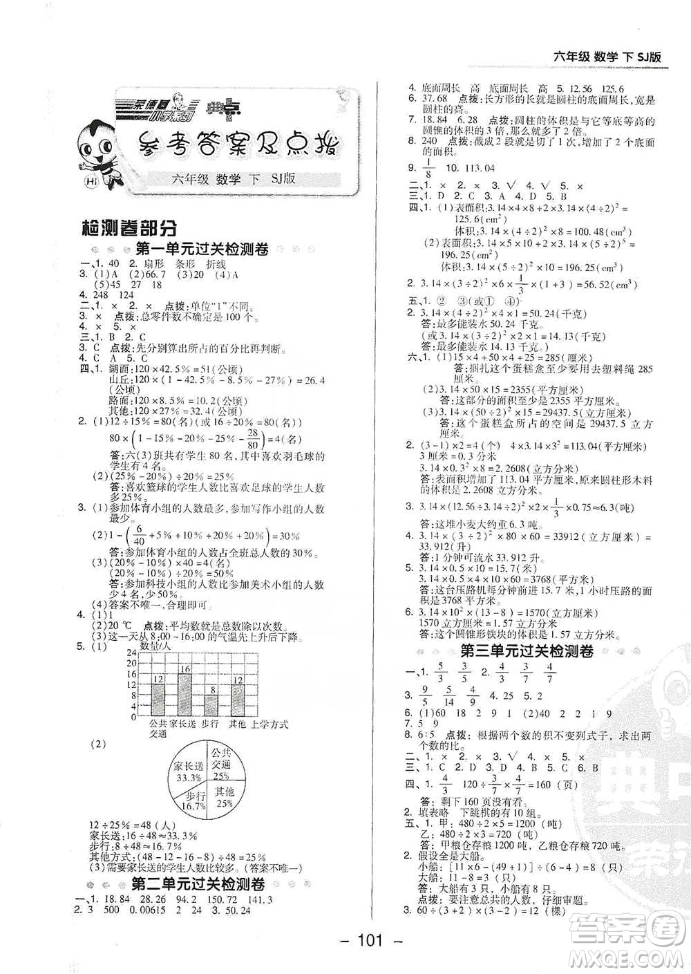 吉林教育出版社2021典中點(diǎn)六年級(jí)下冊(cè)數(shù)學(xué)蘇教版參考答案