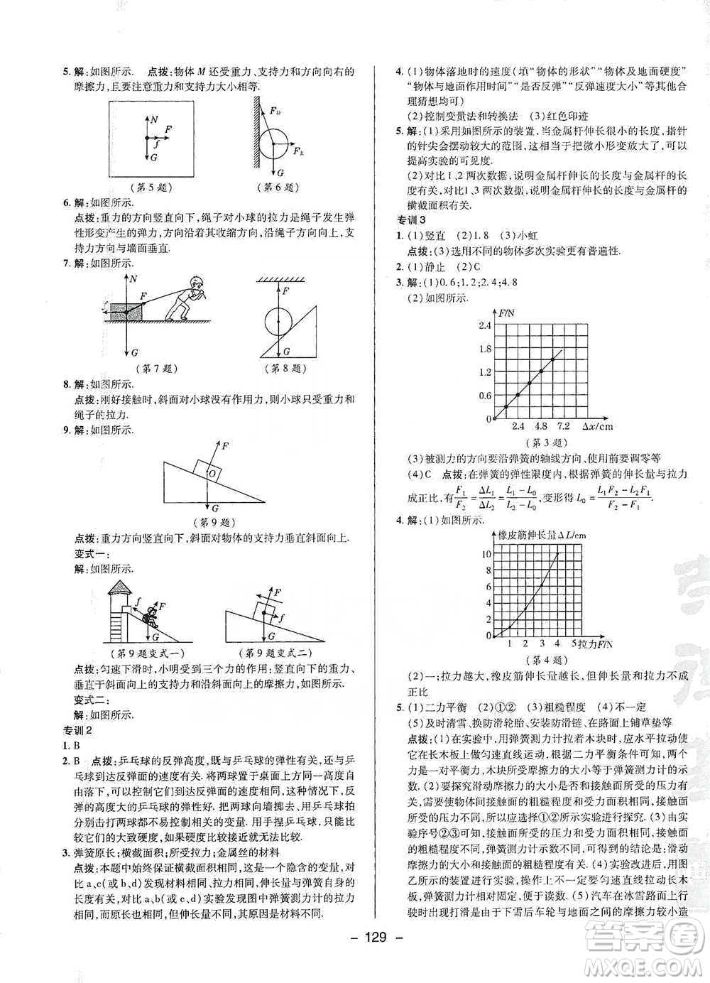 陜西人民教育出版社2021典中點八年級下冊物理人教版參考答案