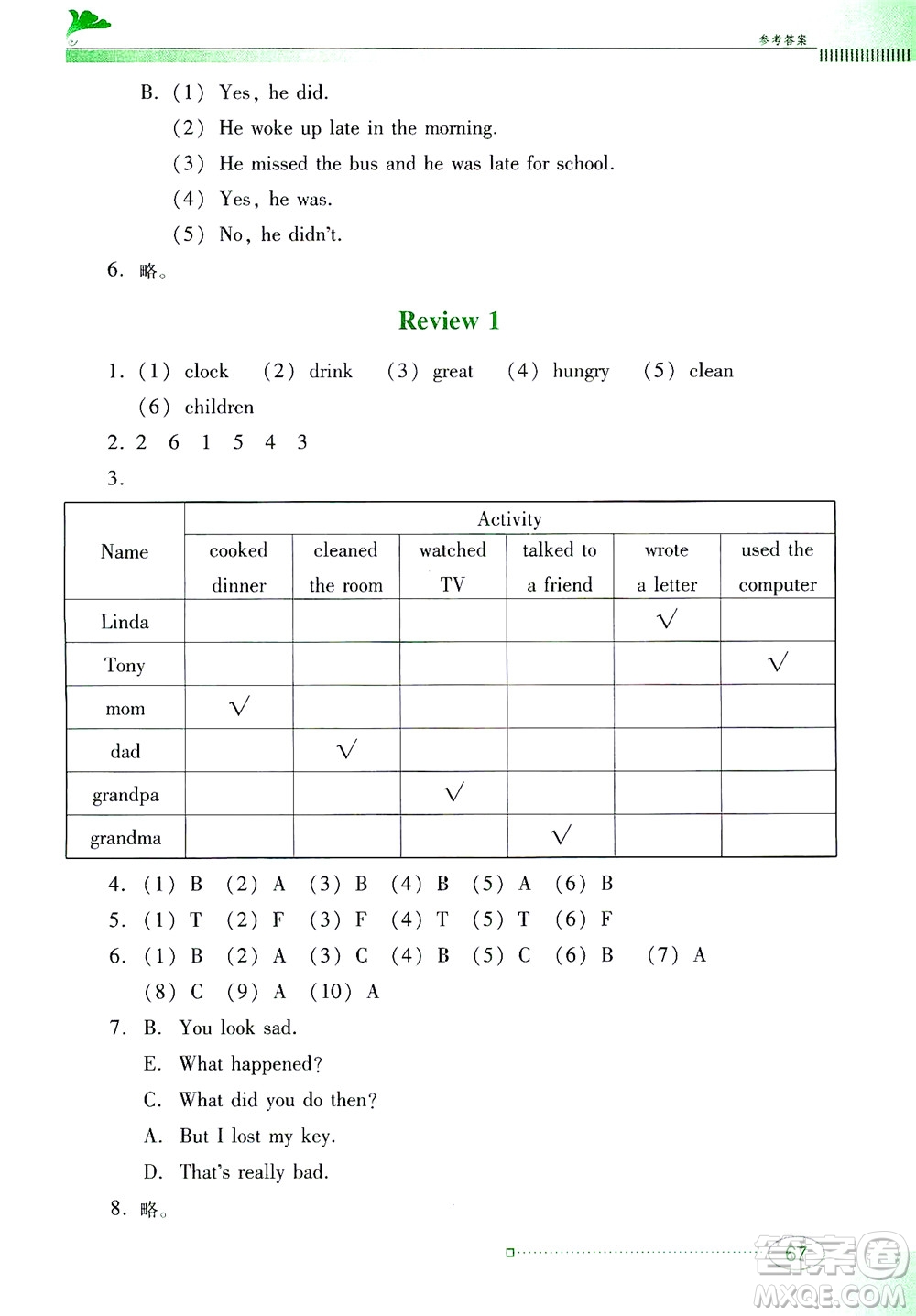 廣東教育出版社2021南方新課堂金牌學(xué)案英語六年級下冊粵教人民版答案