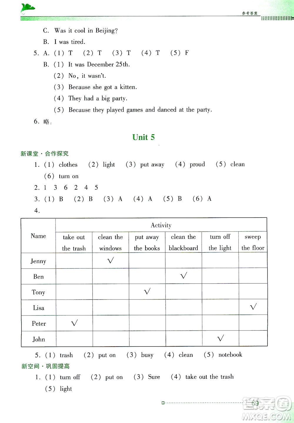 廣東教育出版社2021南方新課堂金牌學(xué)案英語六年級下冊粵教人民版答案