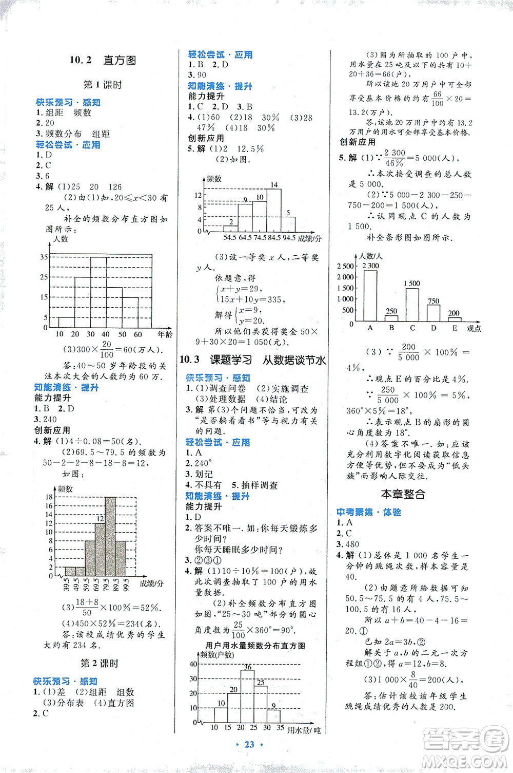 人民教育出版社2021初中同步測控優(yōu)化設(shè)計七年級數(shù)學(xué)下冊人教版福建專版答案