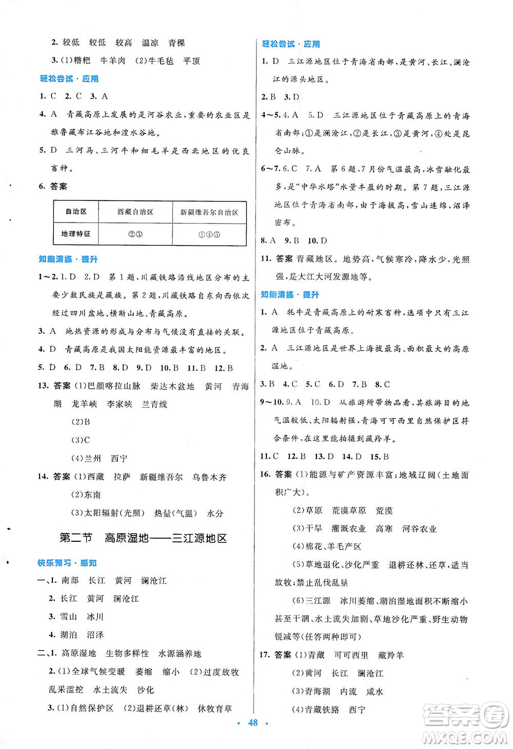 人民教育出版社2021初中同步測(cè)控優(yōu)化設(shè)計(jì)八年級(jí)地理下冊(cè)人教版答案