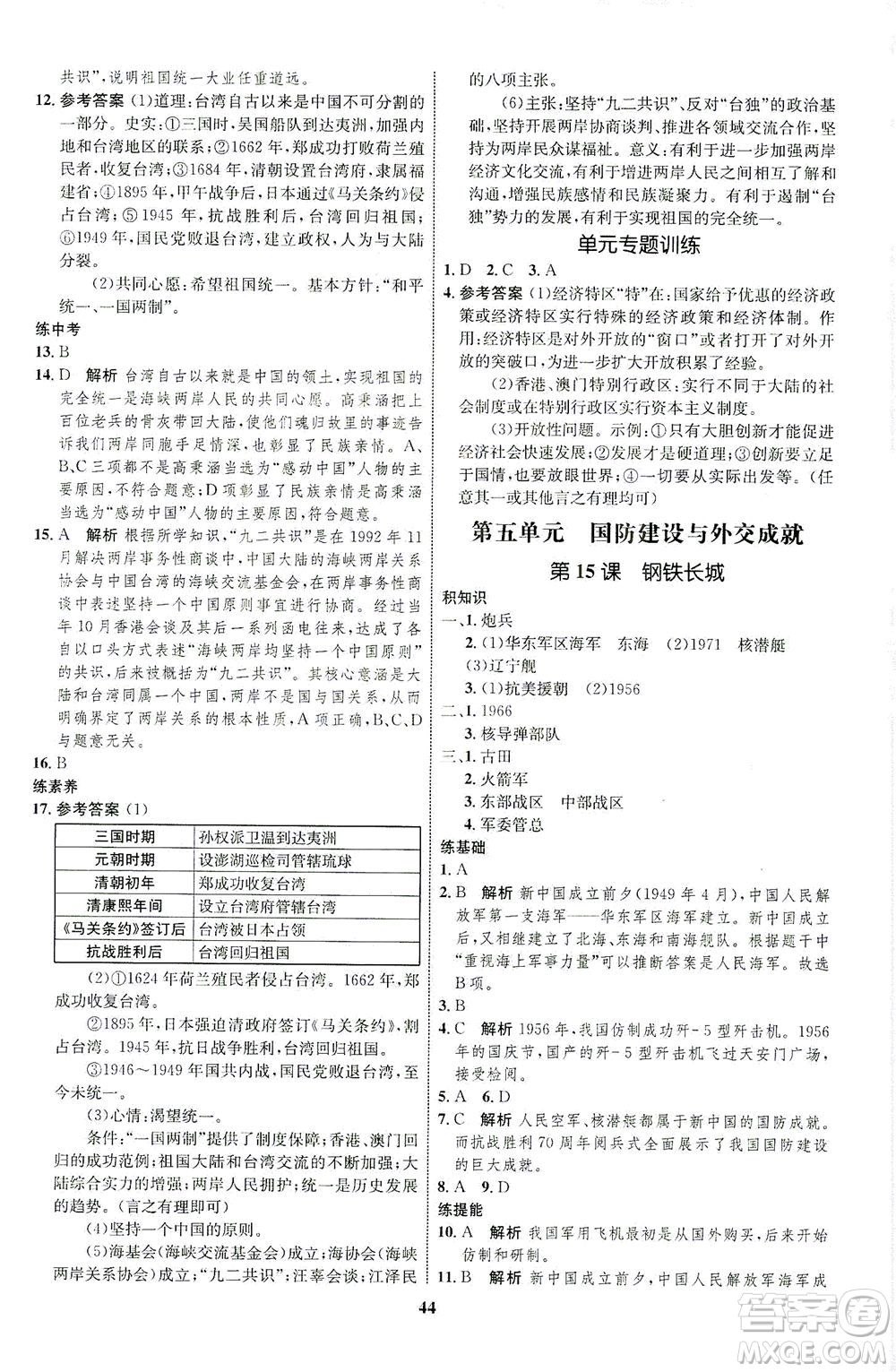 現(xiàn)代教育出版社2021初中同步學(xué)考優(yōu)化設(shè)計(jì)八年級(jí)歷史下冊(cè)RJ人教版答案