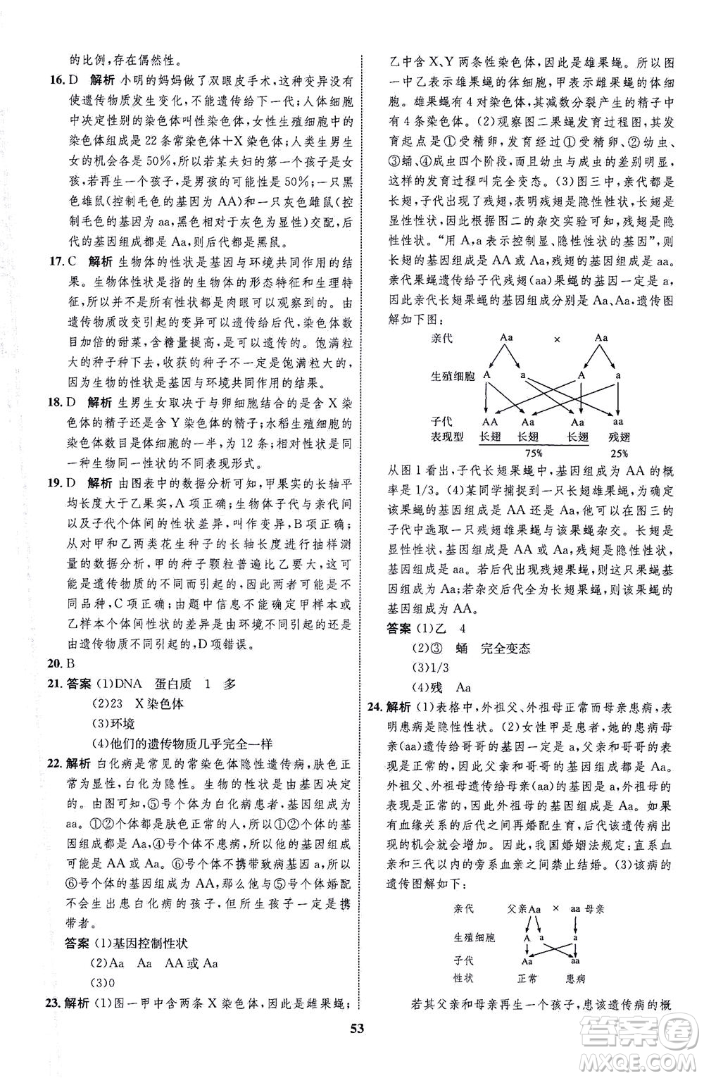 現(xiàn)代教育出版社2021初中同步學(xué)考優(yōu)化設(shè)計八年級生物下冊RJ人教版答案