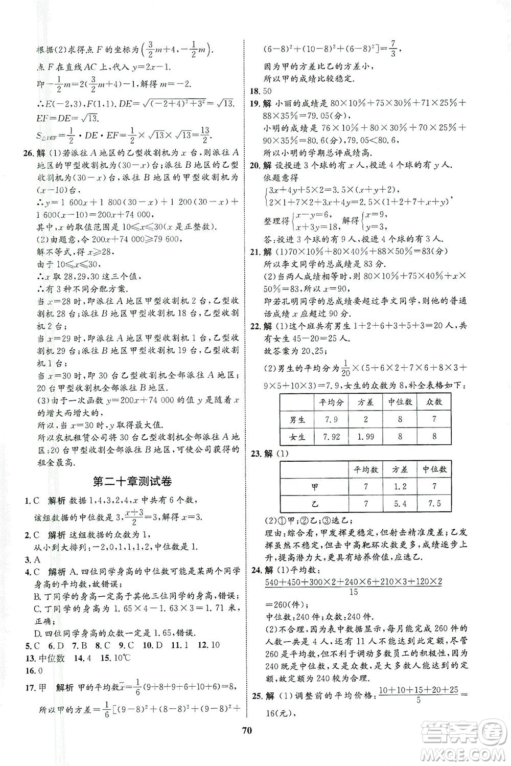 現代教育出版社2021初中同步學考優(yōu)化設計八年級數學下冊RJ人教版答案