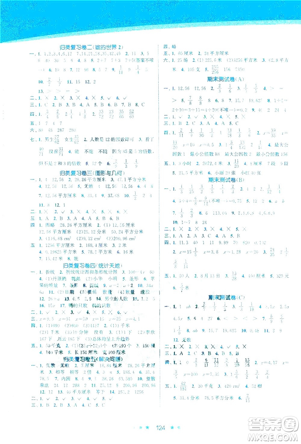 江蘇鳳凰美術(shù)出版社2021創(chuàng)新課時作業(yè)本數(shù)學(xué)五年級下冊江蘇版答案