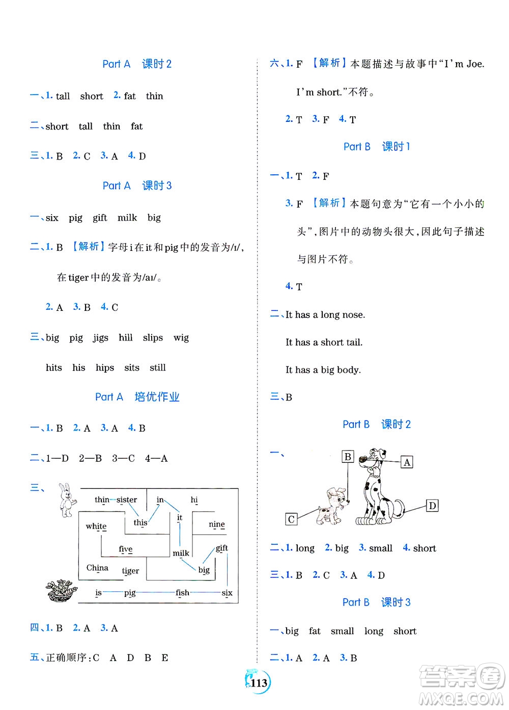 江西人民出版社2021春王朝霞德才兼?zhèn)渥鳂I(yè)創(chuàng)新設(shè)計英語三年級下冊PEP版人教版答案