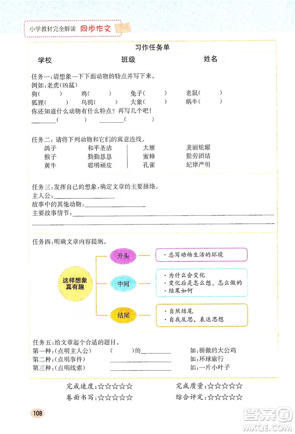 吉林人民出版社2021小學教材完全解讀同步作文三年級下冊語文參考答案