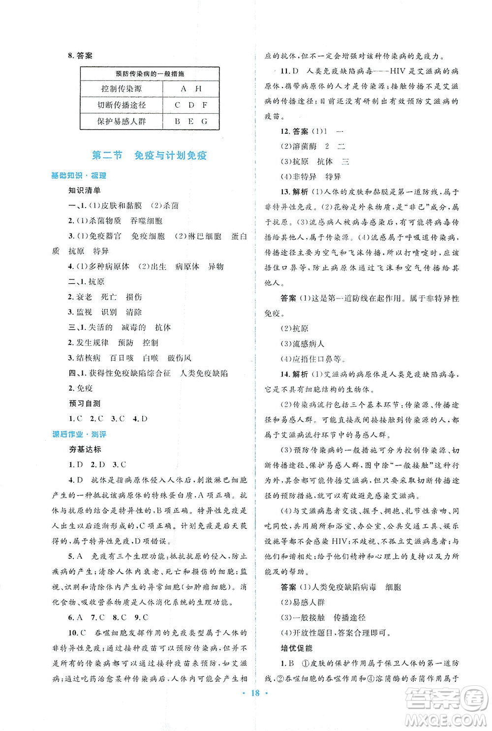 人民教育出版社2021同步解析與測評八年級生物下冊人教版答案