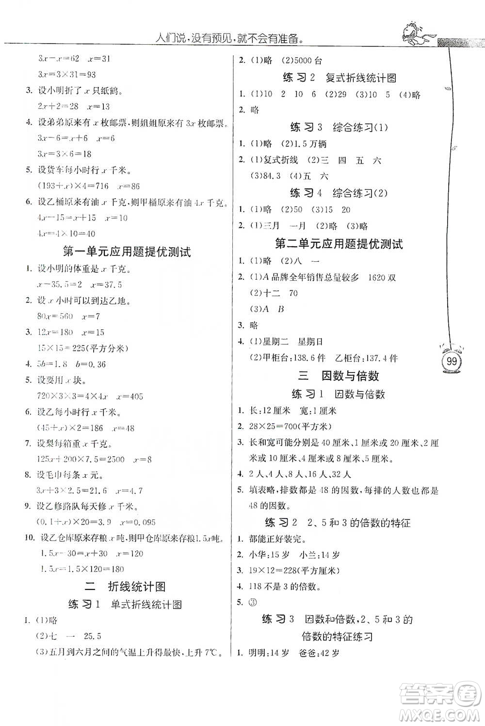 江蘇人民出版社2021小學(xué)數(shù)學(xué)應(yīng)用題解題高手五年級(jí)下冊(cè)蘇教版參考答案