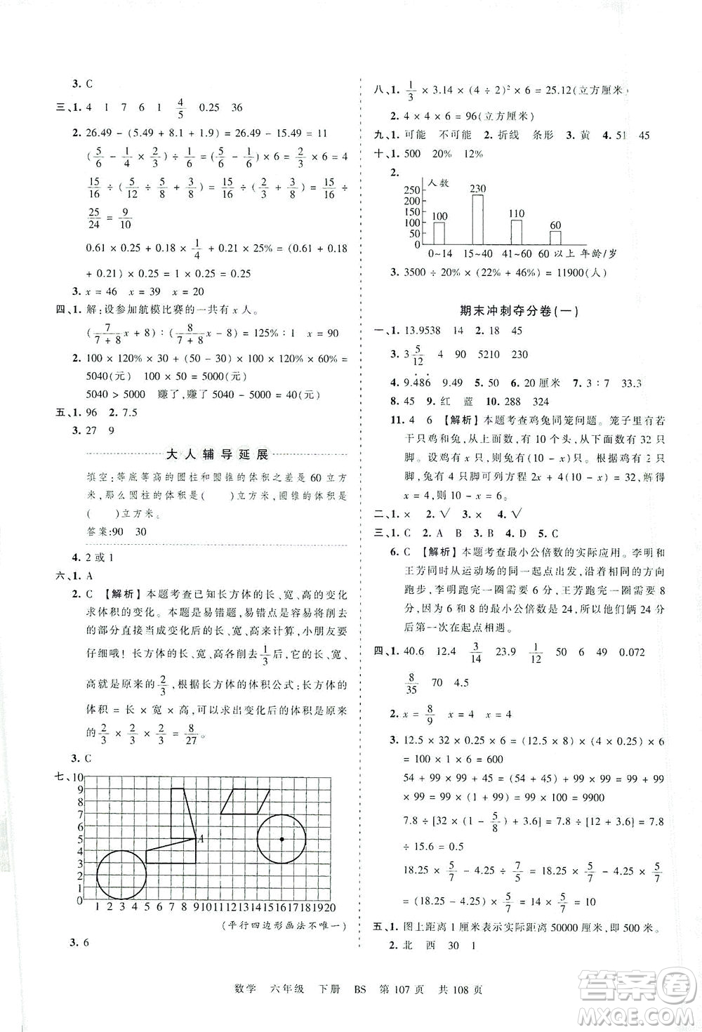 江西人民出版社2021春王朝霞考點(diǎn)梳理時(shí)習(xí)卷數(shù)學(xué)六年級(jí)下冊(cè)BS北師版答案