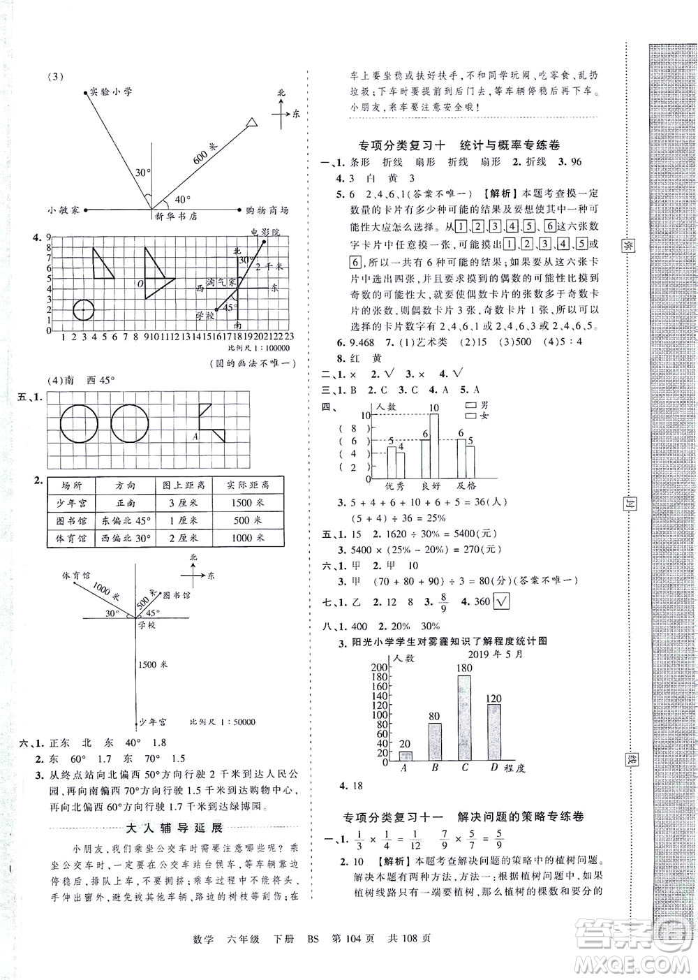 江西人民出版社2021春王朝霞考點(diǎn)梳理時(shí)習(xí)卷數(shù)學(xué)六年級(jí)下冊(cè)BS北師版答案