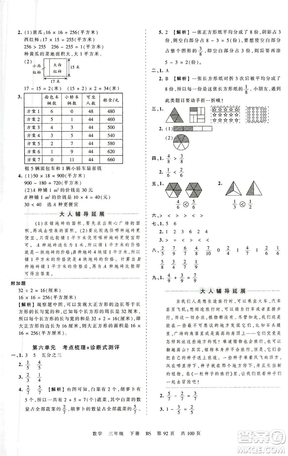 江西人民出版社2021春王朝霞考點(diǎn)梳理時(shí)習(xí)卷數(shù)學(xué)三年級(jí)下冊(cè)BS北師版答案