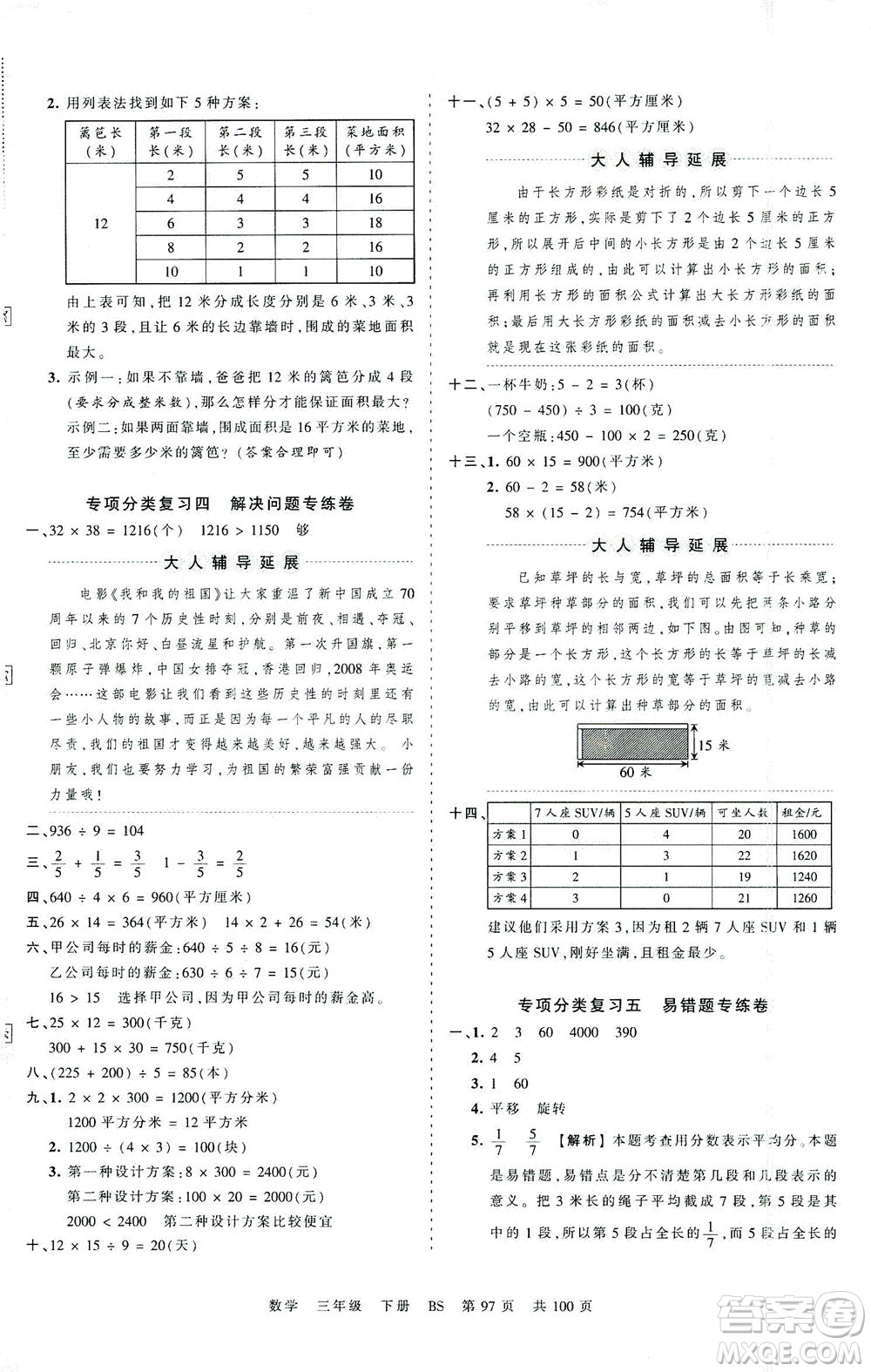 江西人民出版社2021春王朝霞考點(diǎn)梳理時(shí)習(xí)卷數(shù)學(xué)三年級(jí)下冊(cè)BS北師版答案