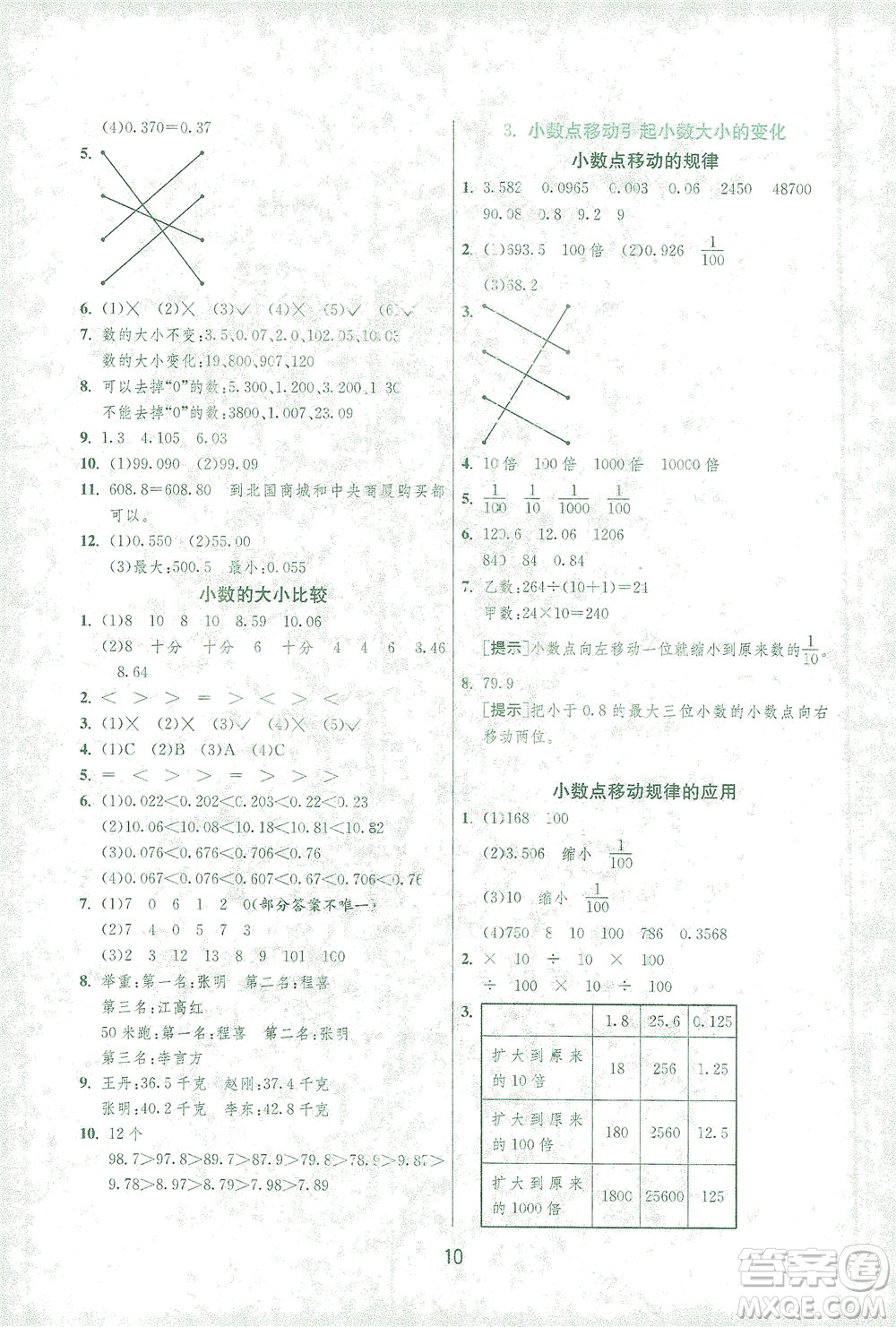 江蘇人民出版社2021實(shí)驗(yàn)班提優(yōu)訓(xùn)練四年級數(shù)學(xué)下冊RMJY人教版答案