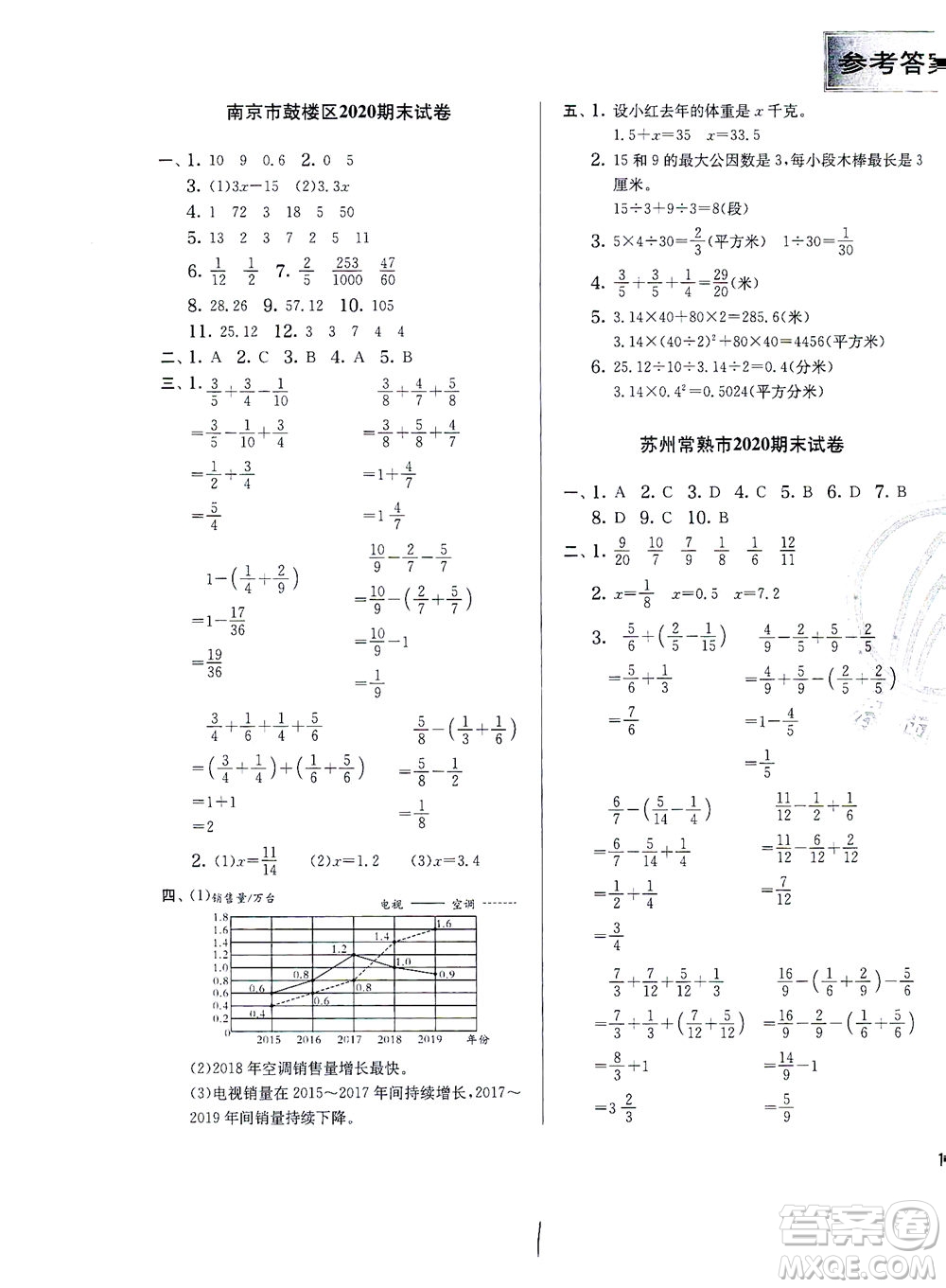 江蘇人民出版社2021實驗班提優(yōu)訓(xùn)練五年級數(shù)學(xué)下冊JSJY蘇教版答案