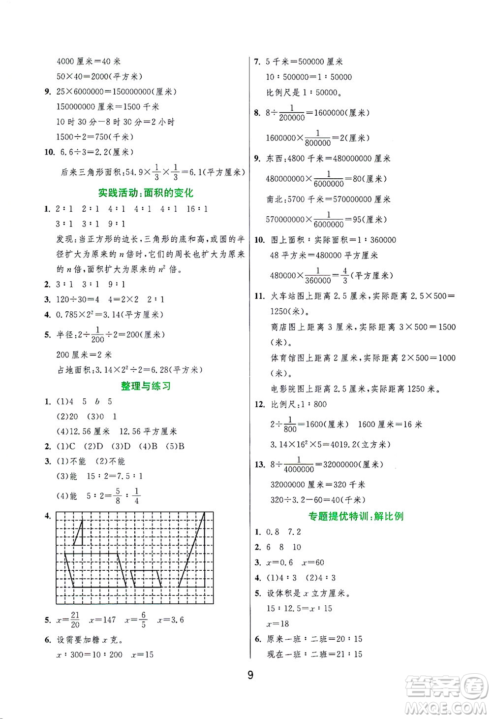 江蘇人民出版社2021實驗班提優(yōu)訓(xùn)練六年級數(shù)學(xué)下冊JSJY蘇教版答案