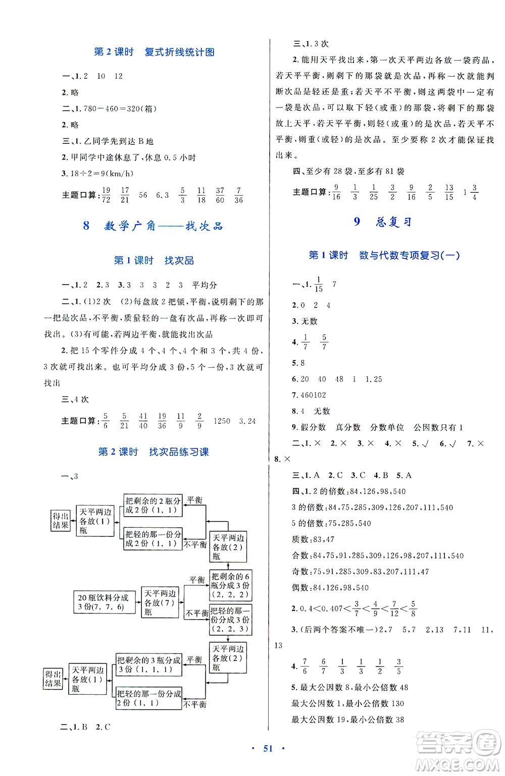 內(nèi)蒙古教育出版社2021學習目標與檢測五年級數(shù)學下冊人教版答案