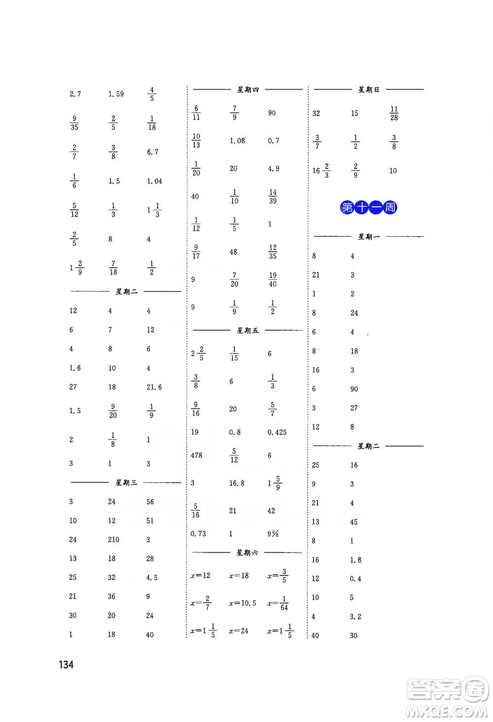 東南大學(xué)出版社2021名師點(diǎn)撥分級(jí)培優(yōu)速算能手?jǐn)?shù)學(xué)六年級(jí)下冊(cè)參考答案