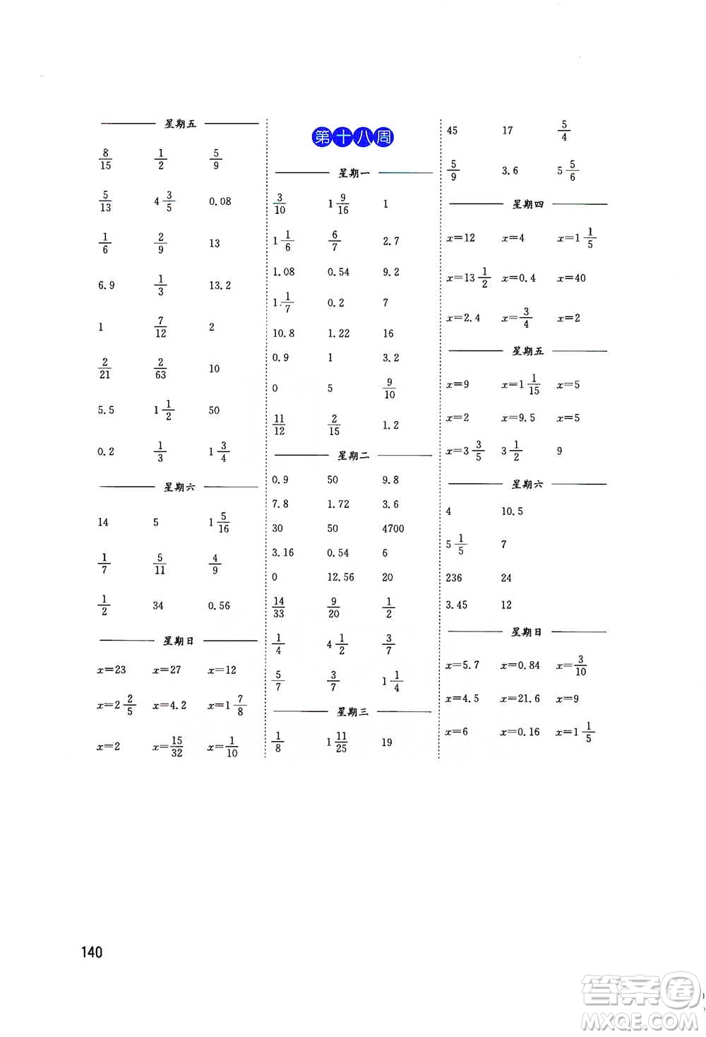 東南大學(xué)出版社2021名師點(diǎn)撥分級(jí)培優(yōu)速算能手?jǐn)?shù)學(xué)六年級(jí)下冊(cè)參考答案