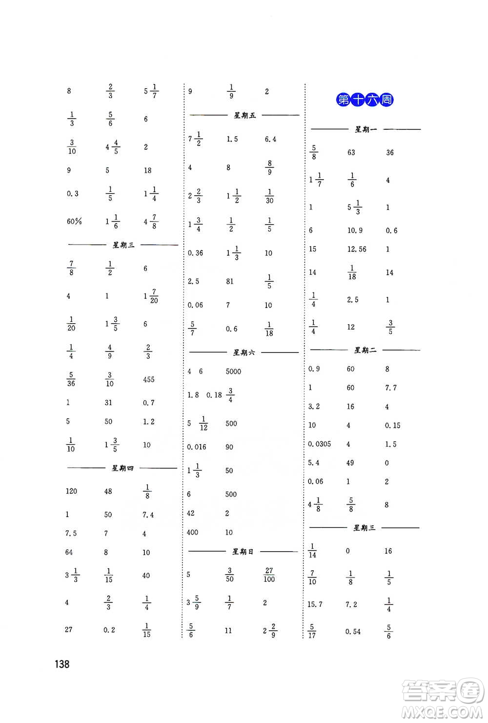 東南大學(xué)出版社2021名師點(diǎn)撥分級(jí)培優(yōu)速算能手?jǐn)?shù)學(xué)六年級(jí)下冊(cè)參考答案