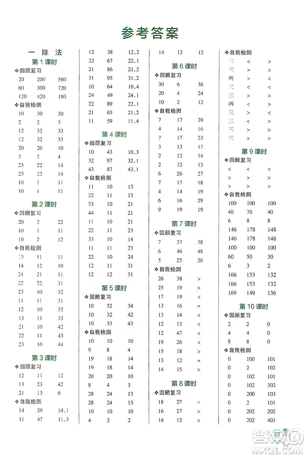 遼寧教育出版社2021小學(xué)學(xué)霸口算三年級下冊數(shù)學(xué)北師版參考答案