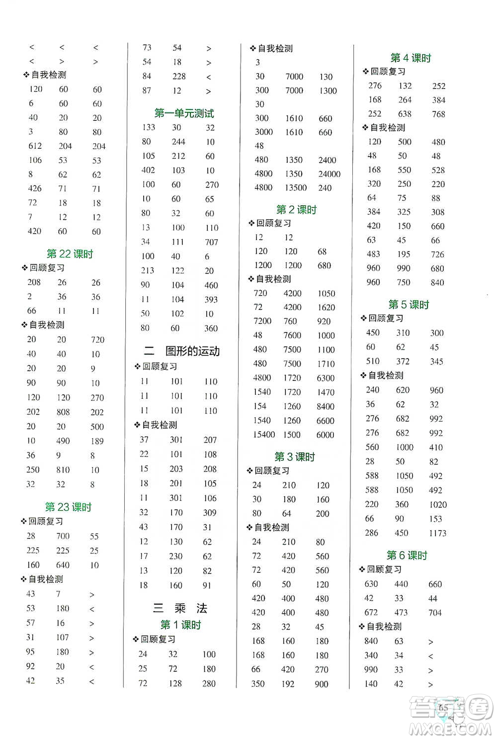 遼寧教育出版社2021小學(xué)學(xué)霸口算三年級下冊數(shù)學(xué)北師版參考答案